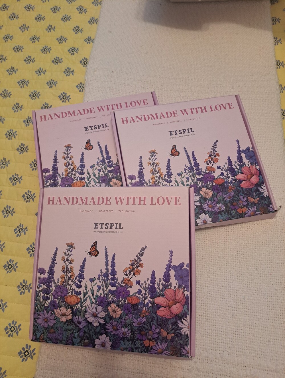 ETSPIL Handmade With Love Floral Set Of 3 Embroidery  Kit New